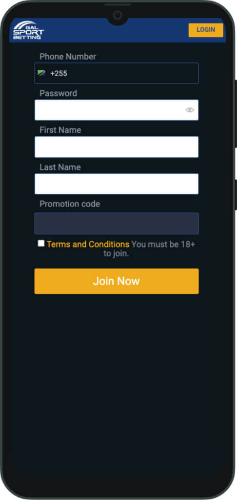 How to sign up to Gal Sport Betting on mobile