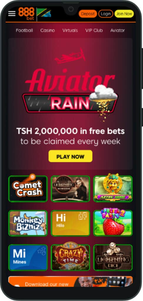 888bet homepage on mobile with Aviator offer