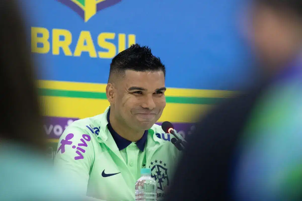 Casemiro player of the Brazilian National Team during training at the Mangueirao stadium
