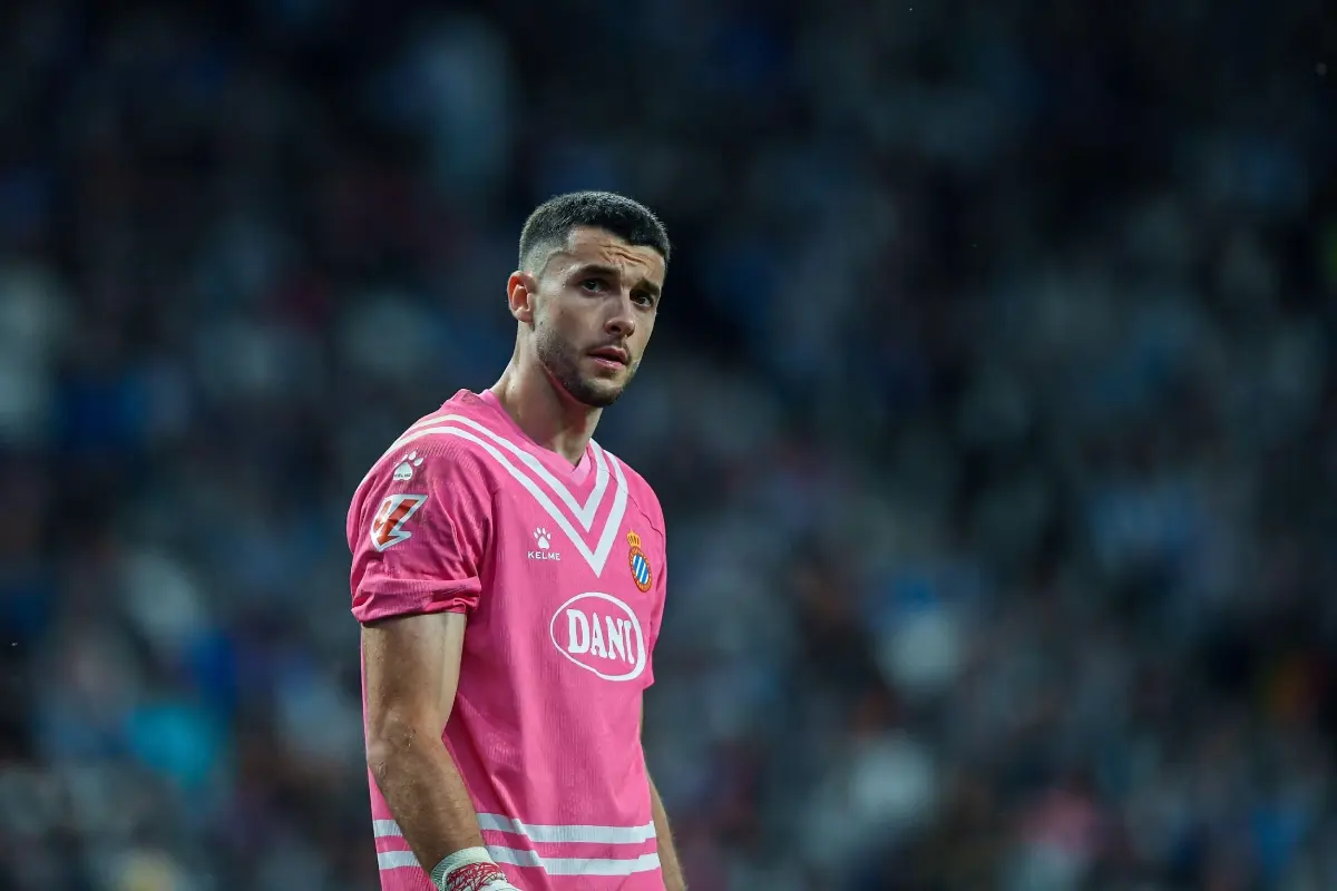 Joan García goalkeeper of RCD Espanyol during the match between RCD Espanyol and FC Barcelona, May 2025